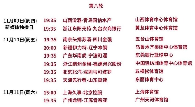 2023-2024赛季CBA联赛赛程揭晓，各队对阵时间地点一览无余